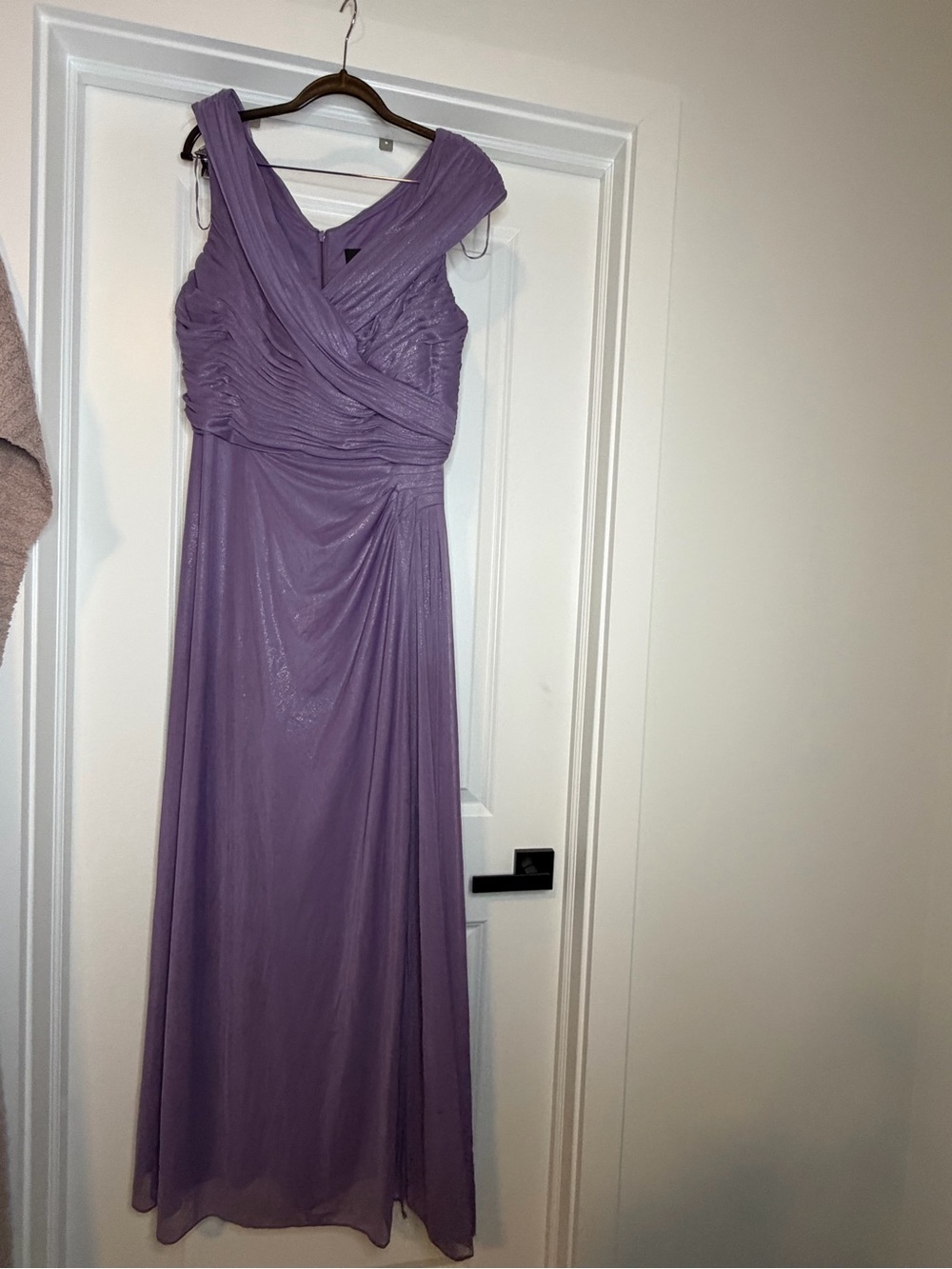 Alex Evenings Purple Ruched Shimmer Gown 14